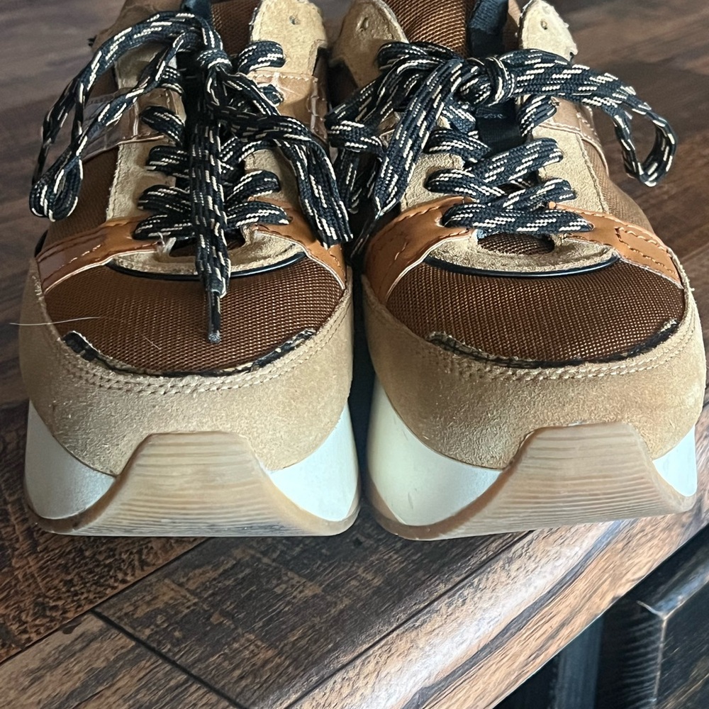 Zara Tan and Brown Athletic Sneakers with Black Laces